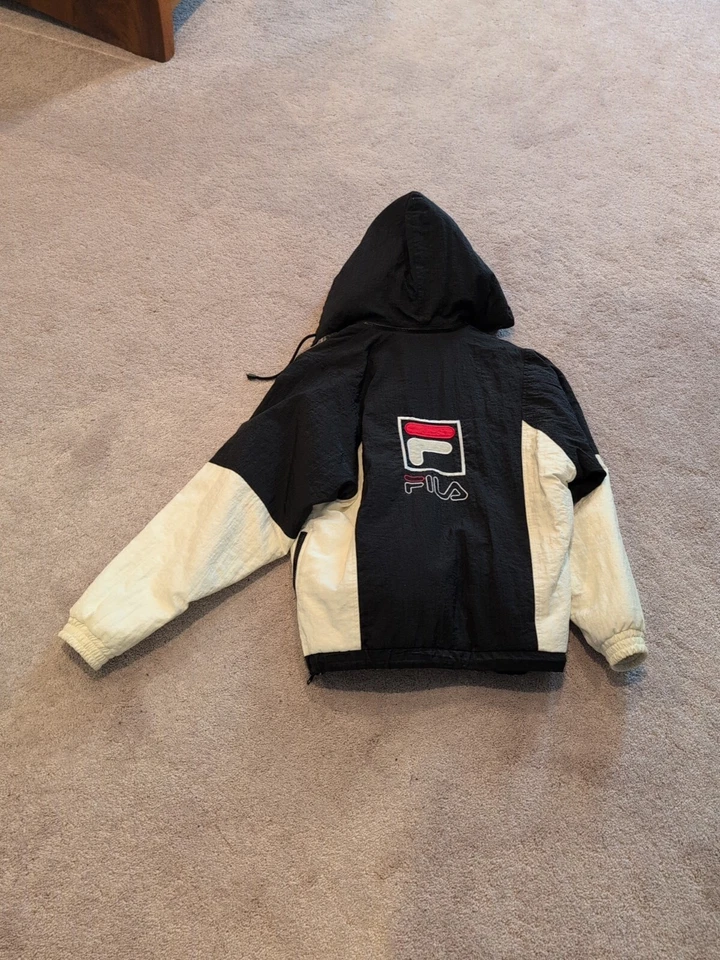 De colección Años 90 Fila Pullover Sudadera con Capucha Bolsa Chaqueta Talla Pequeña Unisex Hombres Mujer Foto 2 de 4