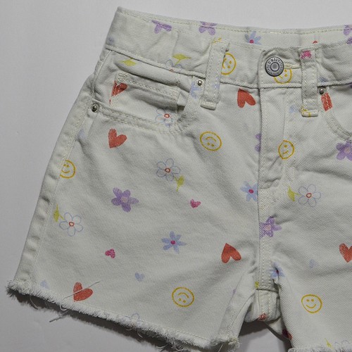 Old Navy Shorts Girls 8 White High-Rise Flowers Hearts Adjustable Frayed Hem - Picture 3 of 9
