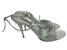 Vero Cuoio Women's Leather Shoes Silver Crystal Size 39 Italy 420 761