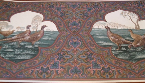 Wallpaper Border Victorian Paisley Wild Turkey Pheasant Bird Lodge Wall EH10003 - 第 1/3 張圖片
