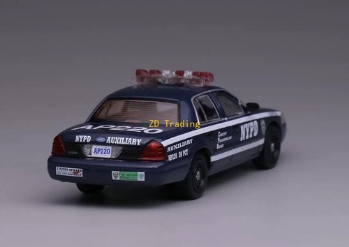 ZD 1:64 596 Blue Police Crown Victoria CV EN114 Sedan Model Diecast Metal Car BN - Picture 4 of 5