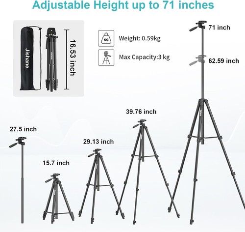 New 71" Tripode Tripie De Aluminio Portable Para Camara Celular Trípode Viajar - Picture 2 of 6