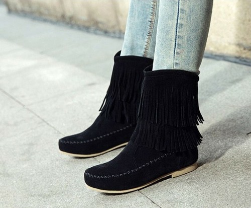 Ladies Casual Ankle Boots Faux Suede 