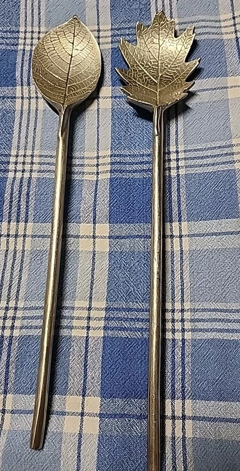 Mariposa Utensilios para Servir Cuchara Tenedor Ensalada Hojas Hoja Otoño Otoño 1992 De Colección Foto 2 de 4