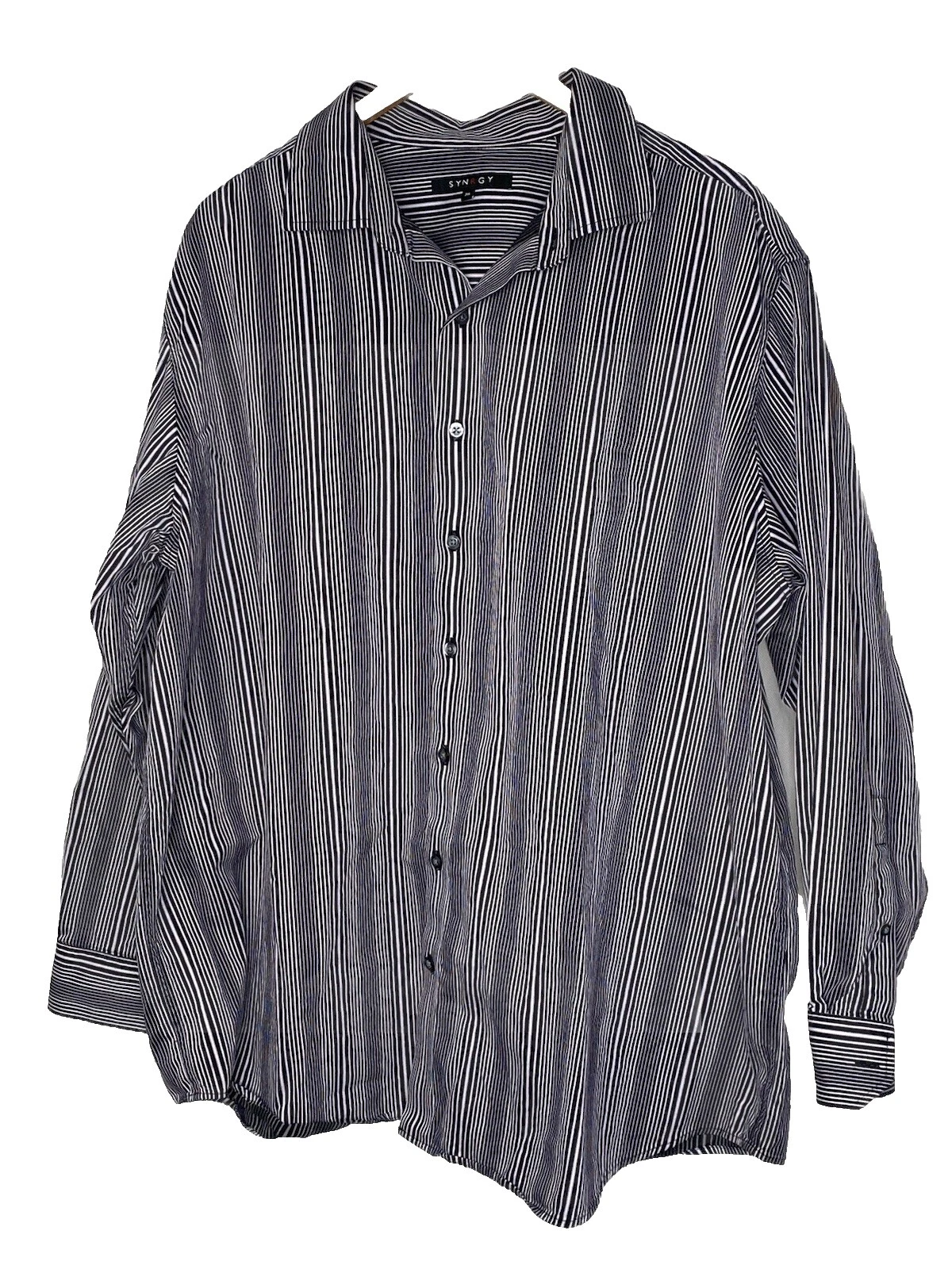 Botón informal a rayas de manga larga Synergy-Down Shirts for Men