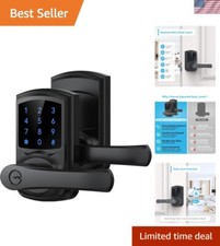 Keyless Entry Door Lock - Touchscreen Keypad & Matte Black Handle Design