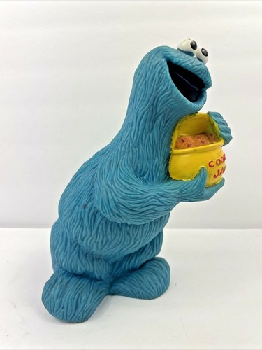 Vintage Sesame Street Muppets Cookie Monster Coin Bank w/ Stopper 10" Tall - Picture 2 of 5