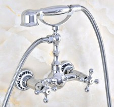 Chrome Brass Bathroom Faucet Set Bathtub Handheld Shower Taps Kit 2tf824