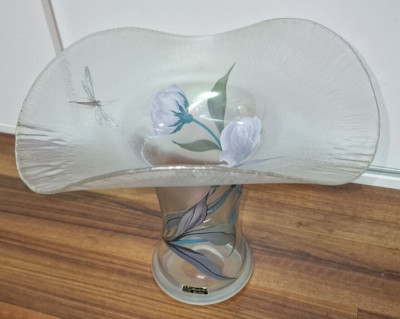 Eisch Vase Libelle -Anemonen-  Eisch bayrischer Wald - irisierende Glasvase