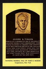 Joe Tinker Gold Hall of Fame Plaque Postcard 