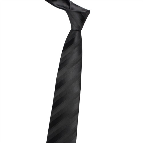 Men Solid Black 8CM Wide Stripe Necktie Wedding Party Formal Business Neck Tie - Photo 3/13