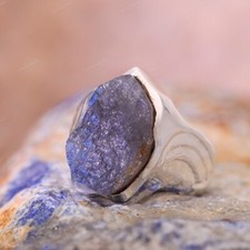 Raw Labradorite Gemstone Ring 925 Sterling Silver Ring Promise Statement Ring