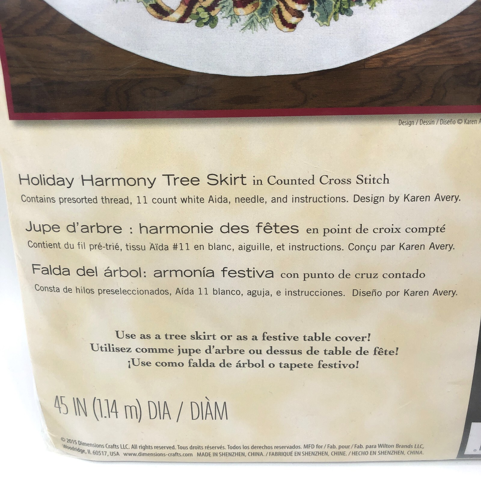 NEW Dimensions Holiday Harmony Tree Skirt Counted Cross Stitch Kit 45" Round eBay