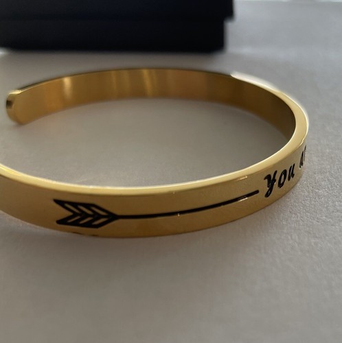 You Are Unstoppable With Arrow Engraved Cuff Bracelet in Gold With Gift Box New! - Picture 4 of 6