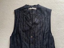 AD1992 90s Vintage Women  s Comme Des Garcons Black Pleated Long Vest Made Japan