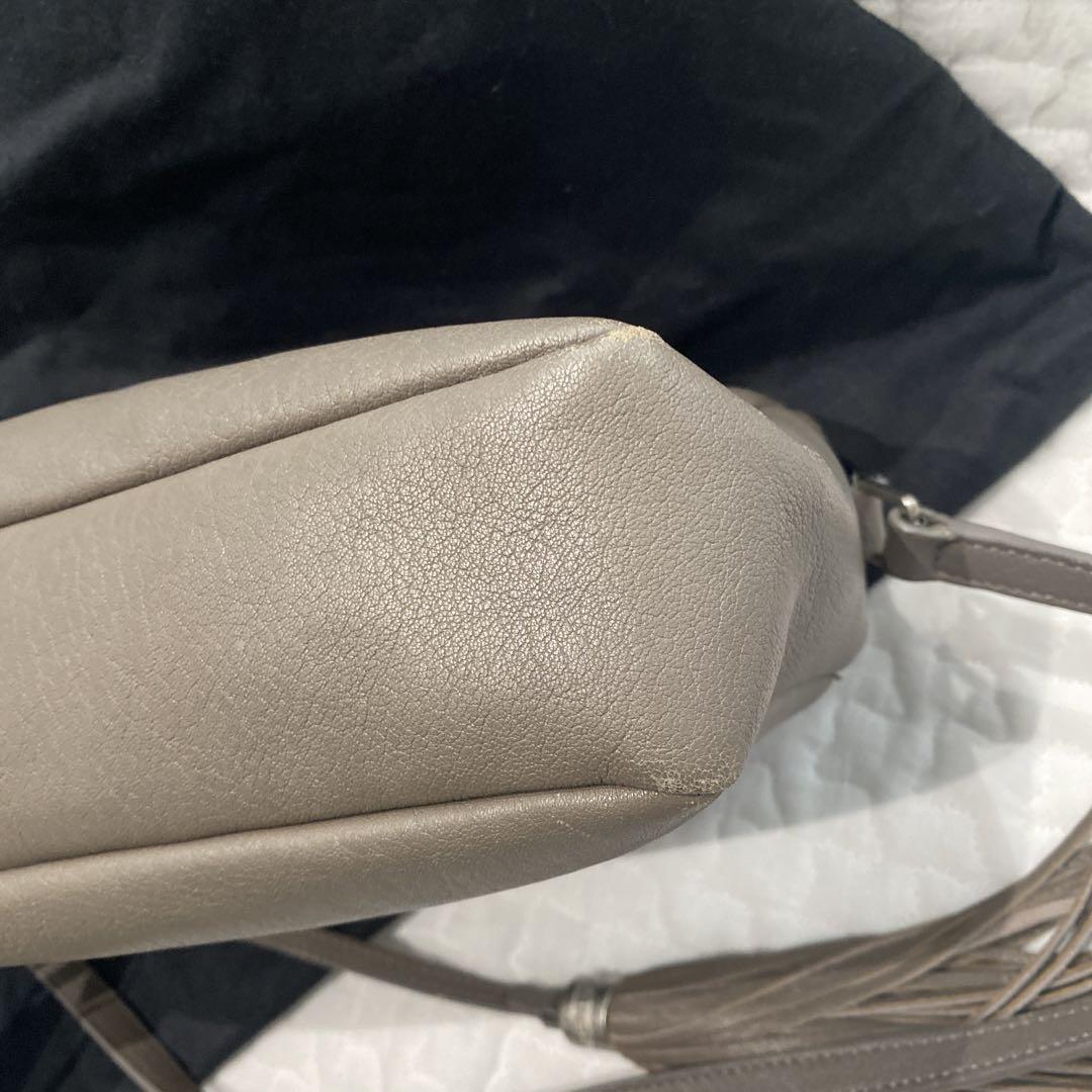Borsa a tracolla originale Saint Laurent YSL logo donna con nappa grigia dal Giappone