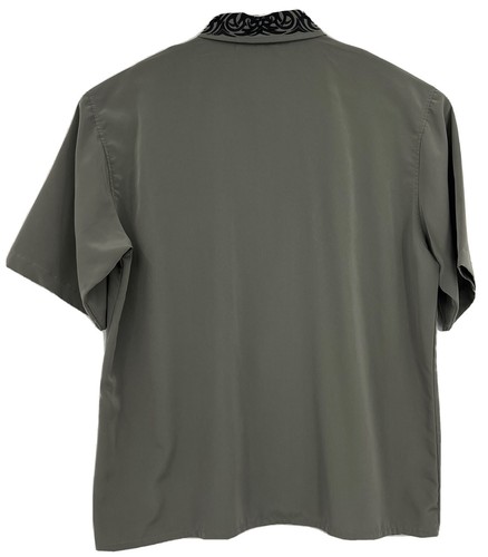 DRAGONFLY ROADHOUSE Button Shirt Olive Green Tribal Embroidered XL - Picture 4 of 5