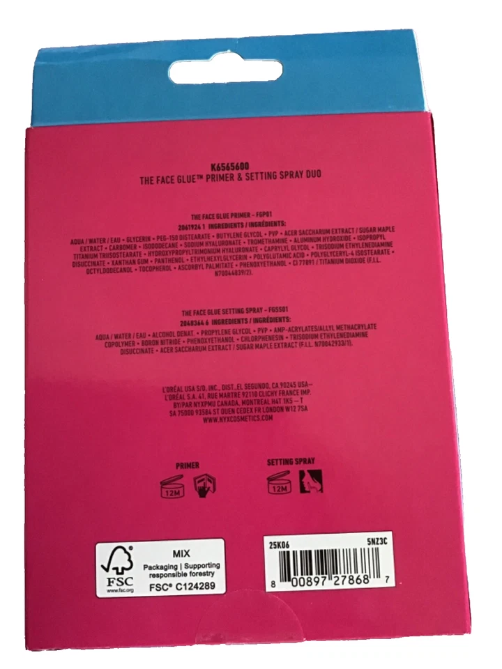 New NYX The Face Glue Gripping Primer & Setting Spray Set In Box - Image 2 of 2