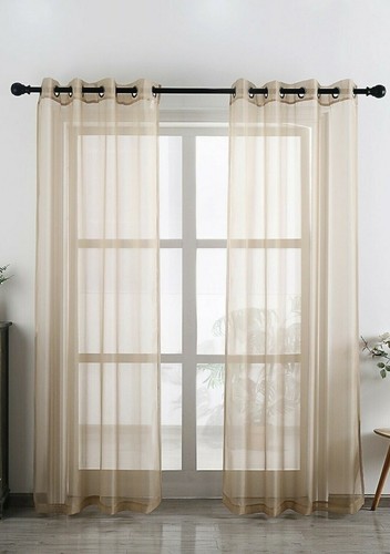 NEW 2 Piece Solid Sheer Grommet Window Curtain Panel Set - 54" x 95" - Picture 10 of 11