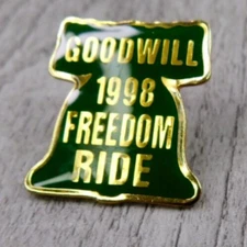 Vintage Goodwill 1998 Freedom Ride Liberty Bell Enamel Jacket Lapel Hat Vest Pin