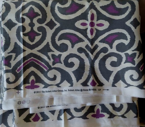 1.5 Yards x 56 Robert Allen 2011 Grey Purple Ikat Home Drapery Upholster Fabric - Picture 2 of 3