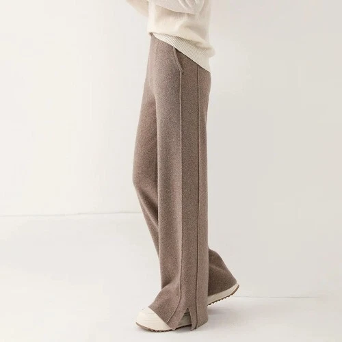 Pantalones sueltos de cachemir de cintura alta para mujer - Imagen 11 de 31