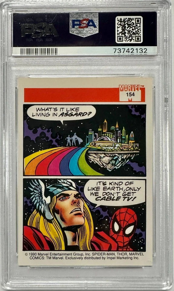 1990 Impel Skybox Marvel Universe #154 Thor/Spider-Man Rookie PSA 10 GEM MINT - Image 2 of 4