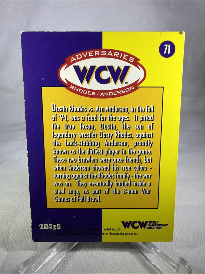 1995 CARDZ WCW Main Event Adversaries Dustin Rhodes Arn Anderson #71 Rookie RC - Image 2 of 2