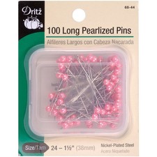 Dritz 68-44 Pearlized Pins, Long, Pink, 1-1/2-Inch 1-1/2-Inch, Pink