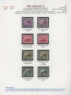 Lotto pagine album specializzate NICARAGUA BYERLEY #67 1925 TIPO I & II $$$