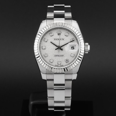 Rolex Lady-Datejust 26, 179174, Steel & White Gold, Silver Jubilee Diamond Di...