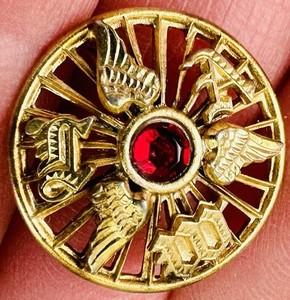 Antique League Of American Wheelmen LAW Bicycle Club Pin Pinback Ruby Bike Lapel
