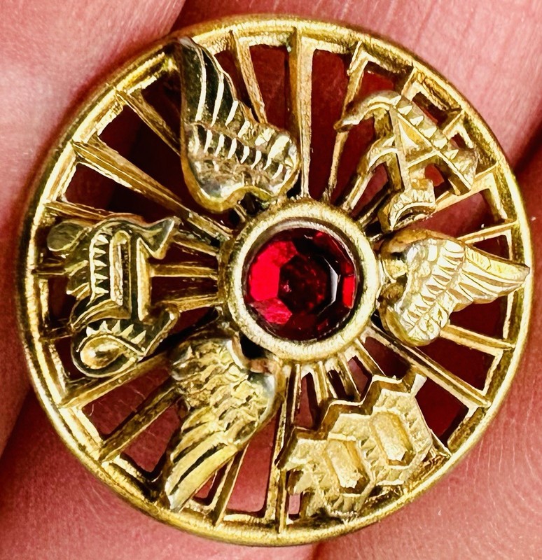 Antique League Of American Wheelmen LAW Bicycle Club Pin Pinback Ruby Bike Lapel