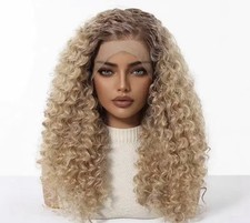 Long Curly Wig, Middle-parted Small Curls with a Fluffy Texture