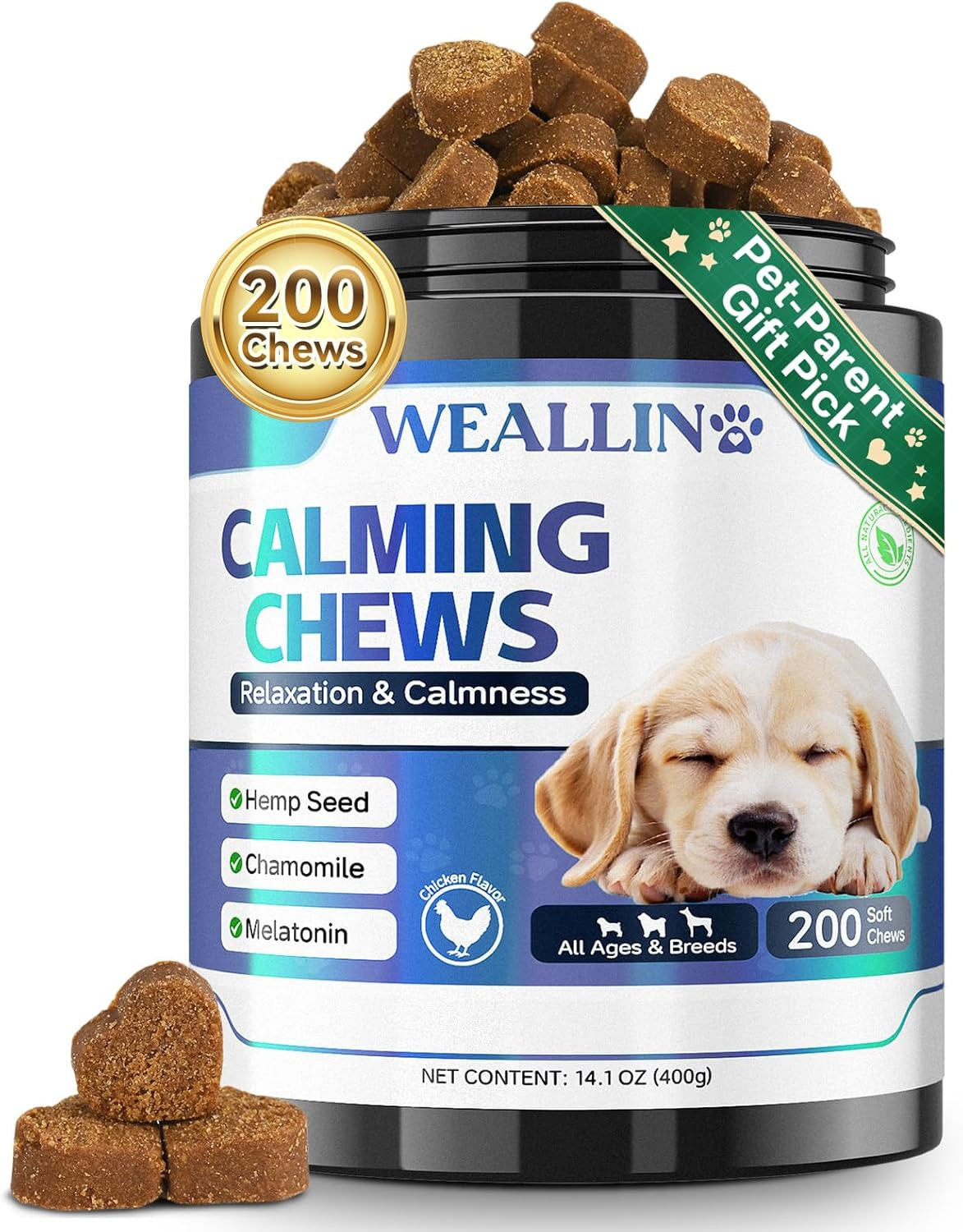 Snack Calmante per Cani Naturale | 200 Bocconcini Rilassanti Cani Ansiosi