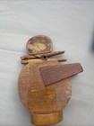 Vintage Handmade Wooden Penguin Clothespin Paper Holder — photo 1