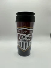 USA Soccer Logo Brands 14oz Travel Coffee Cup blue, red and white