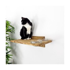 Feeder, Wall-Mounted Feeding Station, Wooden Shelves, Wall Cat Feeding Shelf ...