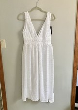 Lulus NWT Forever Unique White Textured Lace Zip Up Midi Dress Size Medium