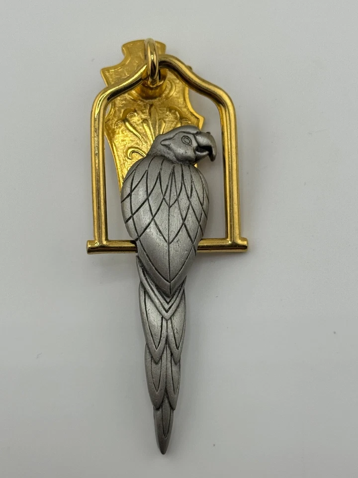JJ Jonette Silver Tone Parrot on Gold Tone Swing Brooch Pin - Image 4 of 4
