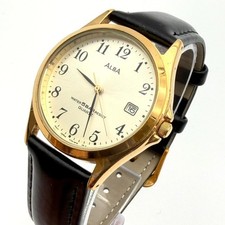 Excellent condition Seiko Alba watch, date display, gold, new strap, new battery