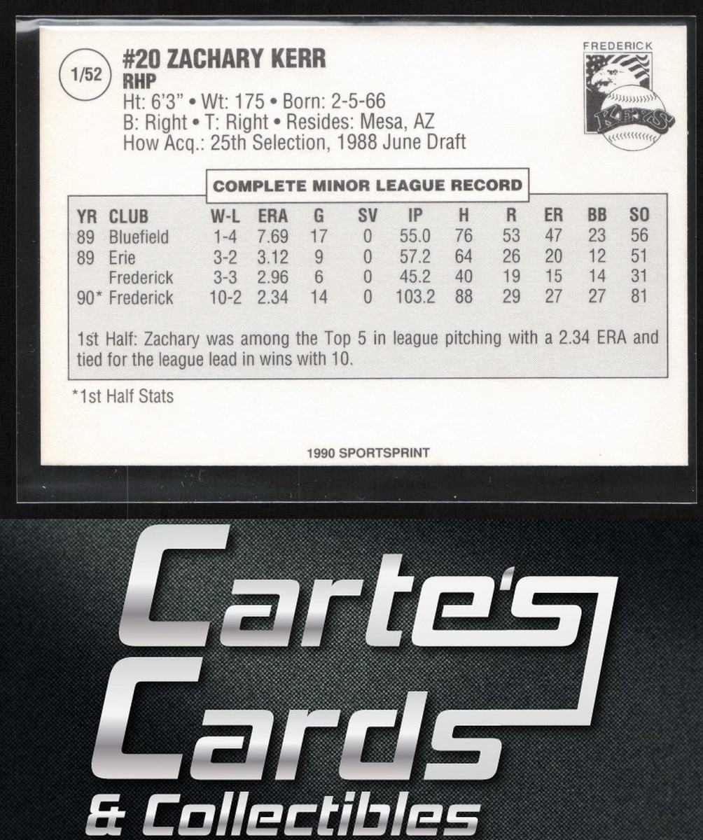 Zachary Kerr 1990 SportsPrint Carolina League All-Stars #1