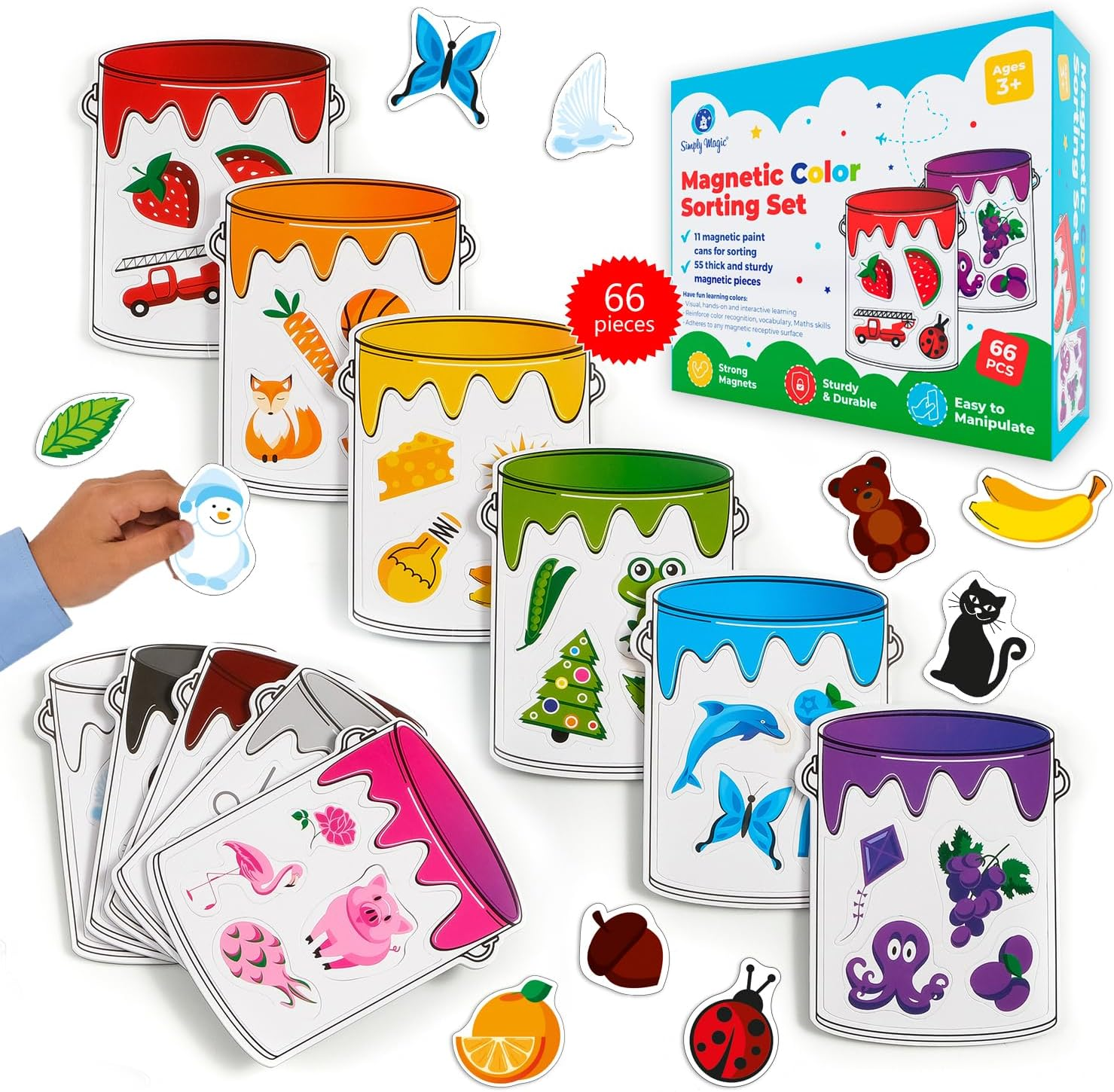 Magnetic Color Sorting Toy Set for Toddlers with 11 Jars