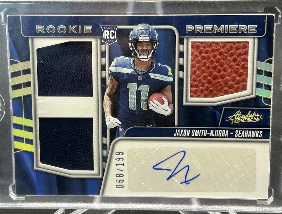 Jaxon Smith-Njigba RC double patch auto /199 - Image 3 of 4