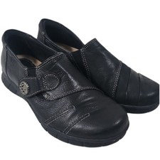 Earth Origins Black Leather Mary Jane Comfort Shoes Women  s Slip-On