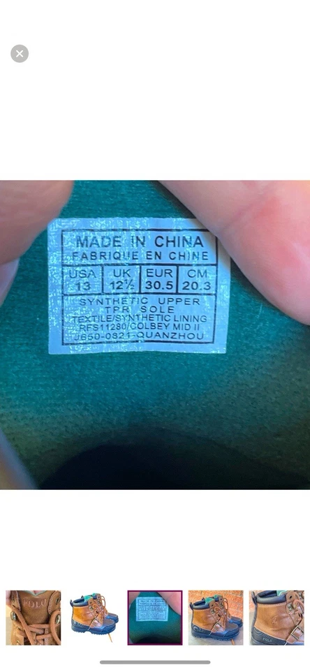 Polo Ralph Lauren Colbey Mid II Botas Marrón Rendimiento Pato Botas niños Talla 13 Foto 4 de 4