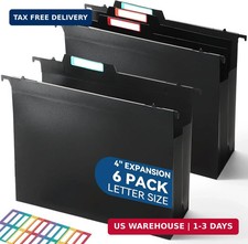 SortRax Plastic Hanging File Folders, 4" Expansion for Bulky Files, Black