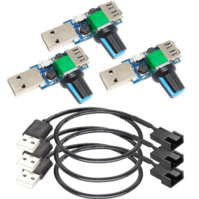 3Pcs USB to 3Pin/4Pin PWM 5V USB Sleeve Fan Power Adapter Cable