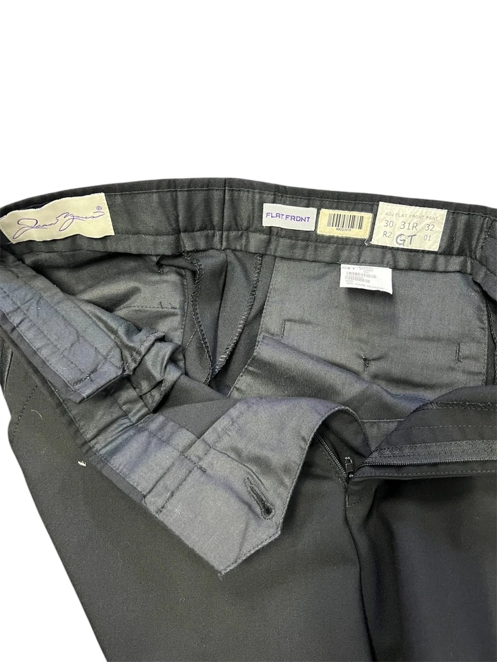 黑色平底缎面条纹燕尾服裤子 - 100% 羊毛! — 第 4/4 张图片