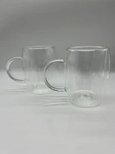 Joy Jolt Double Walled Clear Coffee Mugs; Set of 2